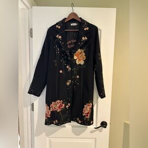 NWOT Vintage Black Floral Embroidered Coat